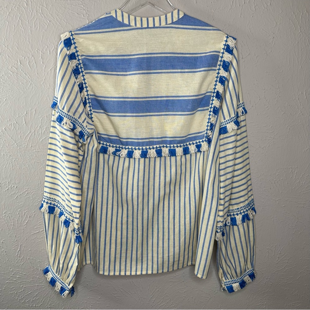 Dodo Bar Or Blue and Cream Striped Blouse - Picture 7 of 16